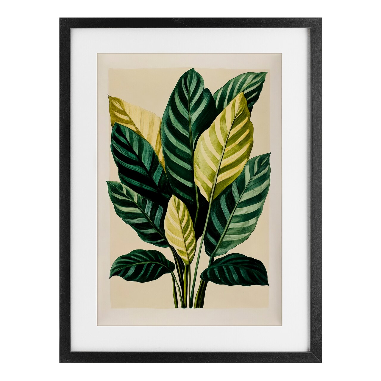 Stupell Industries Tropical Leaves Green Branches Framed Print Under Glass, design by Petal Prints Design
